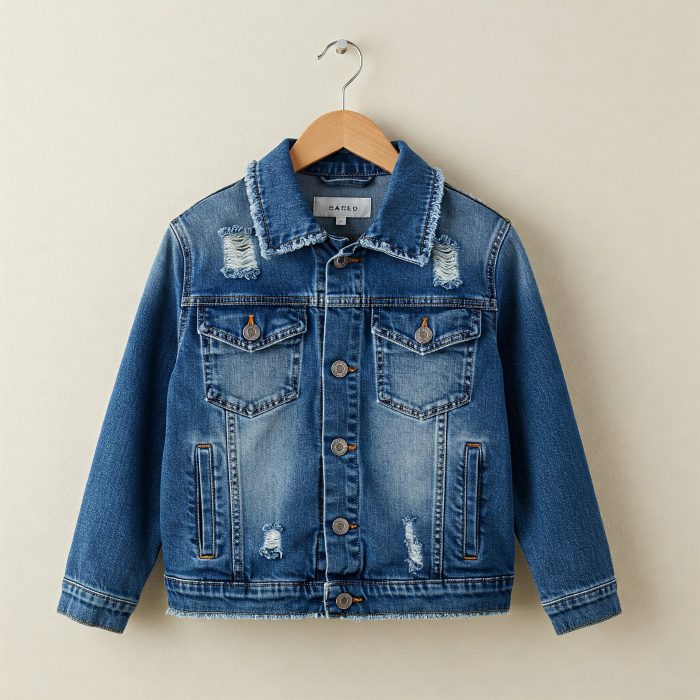 Kids' Distressed Blue Denim Jacket